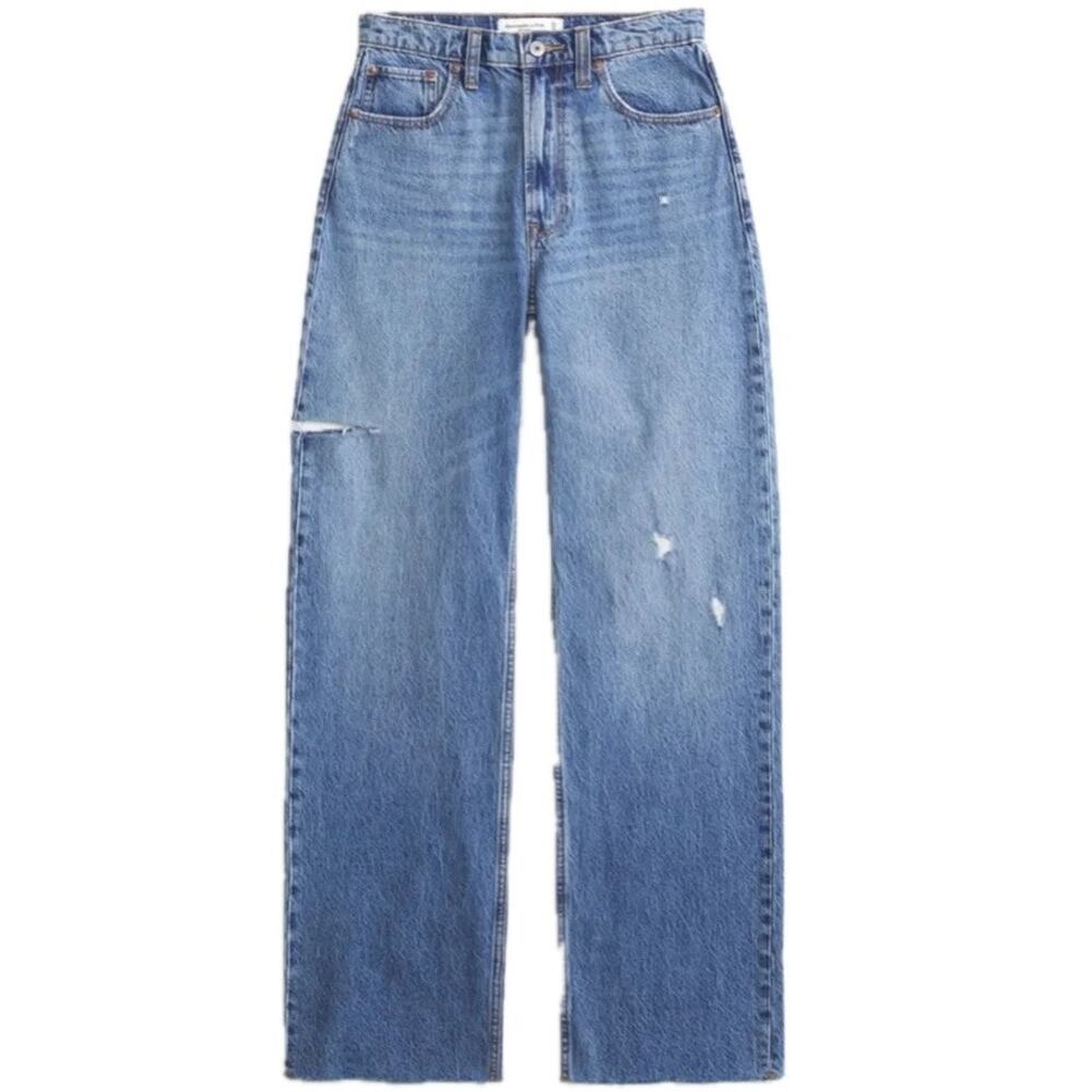 Women's Abercrombie & Fitch Distressed Curve Love High Rise Loose Jeans